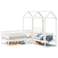 Set Dormeuse e Panca con Tetto Bianco 80x200cm Massello Pino 3282297