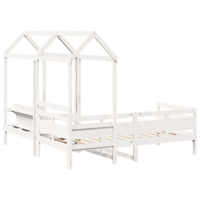 vidaXL Set Dormeuse e Panca con Tetto Bianco 80x200cm Massello Pino