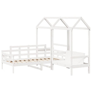 Set Dormeuse e Panca con Tetto Bianco 80x200cm Massello Pino