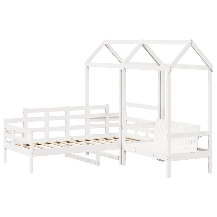 Set Dormeuse e Panca con Tetto Bianco 90x190cm Massello Pino 3282311