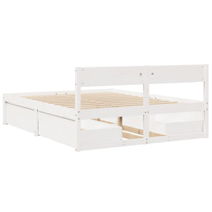 Letto senza Materasso Bianco 160x200 cm Legno Massello di Pino 3282343