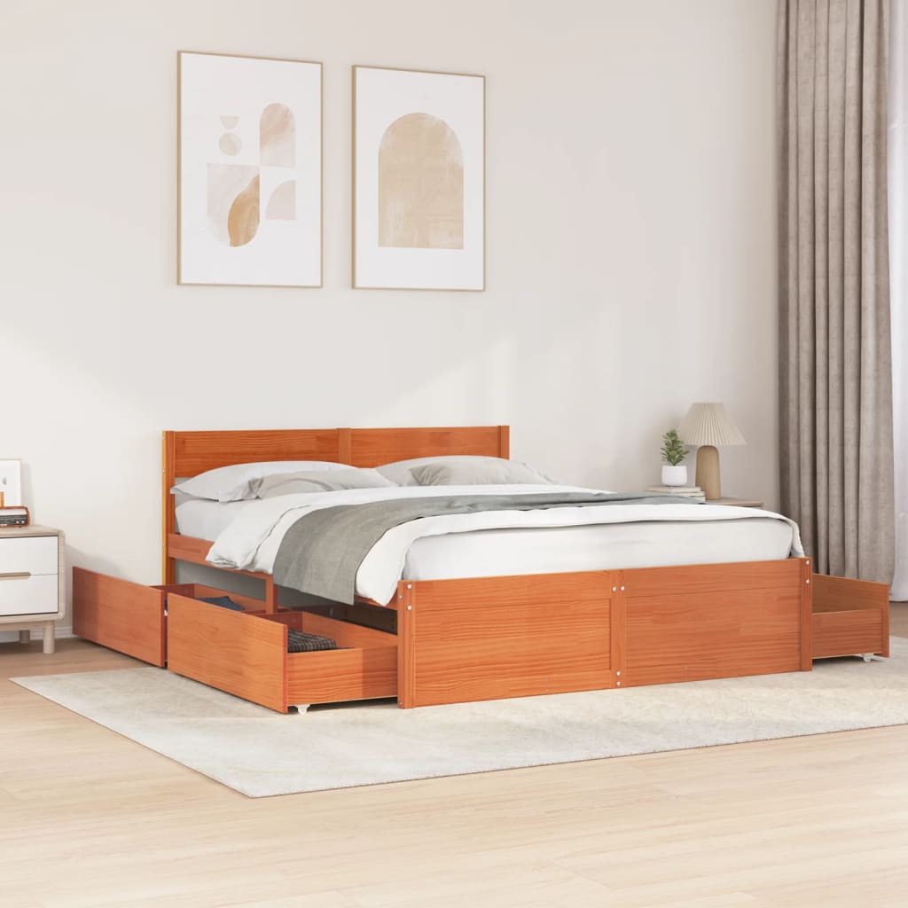 Letto senza Materasso Marrone Cera 160x200 cm in Legno di Pino 3282344