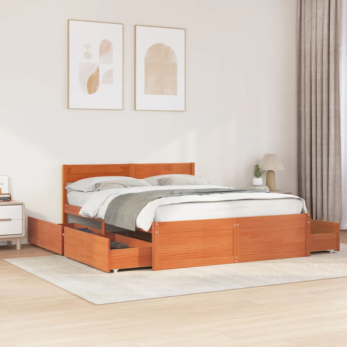 Letto senza Materasso Marrone Cera 160x200 cm in Legno di Pino 3282344