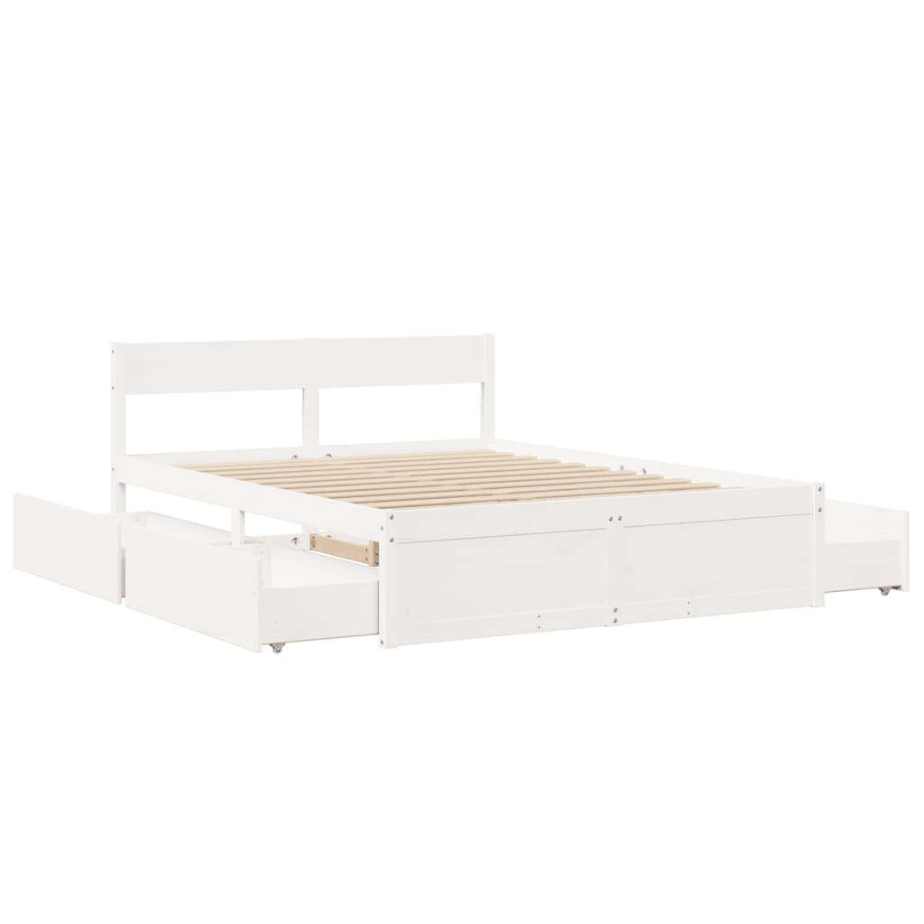 Letto senza Materasso Bianco 140x200 cm Legno Massello di Pino 3282349