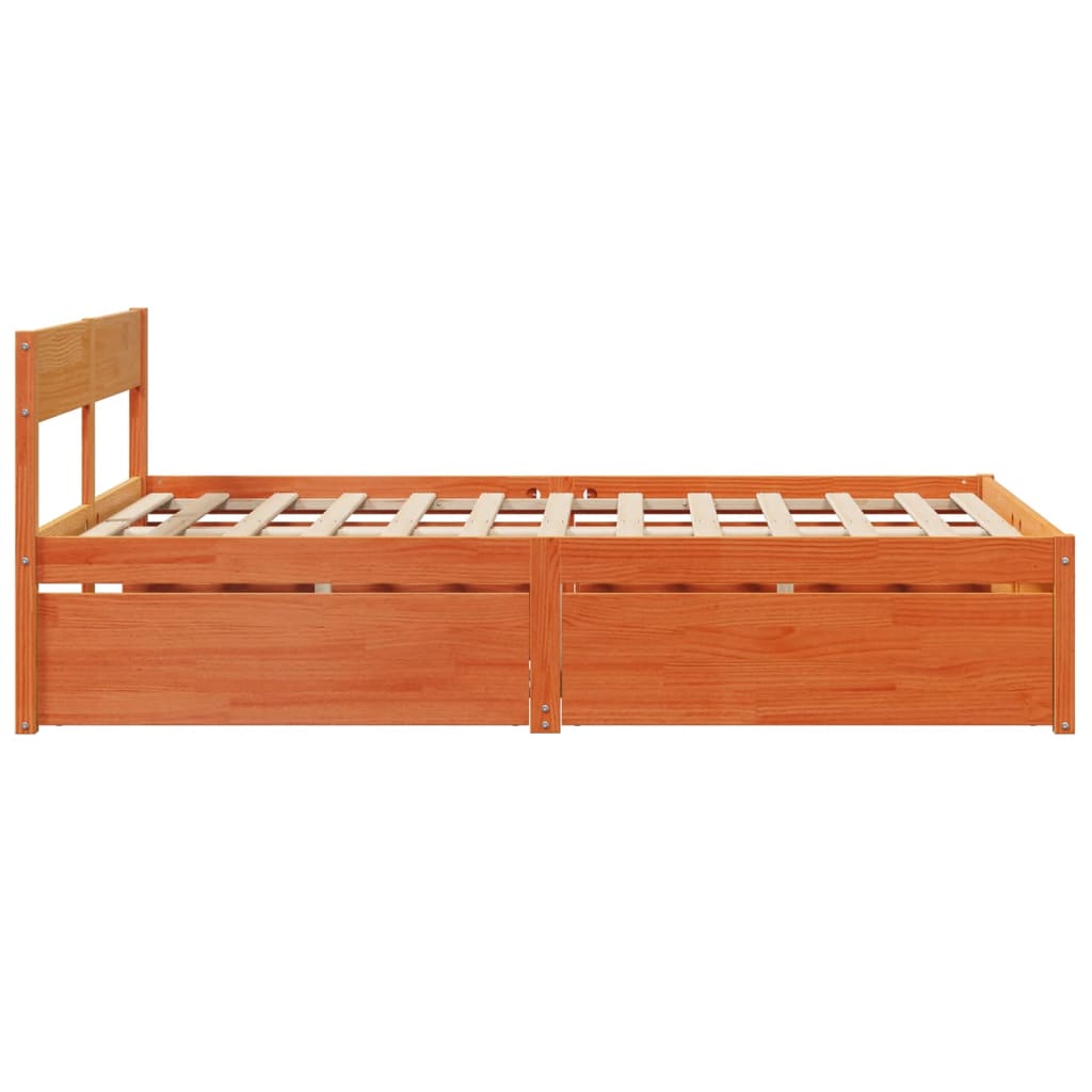 Letto senza Materasso Marrone Cera 135x190 cm in Legno di Pino 3282359