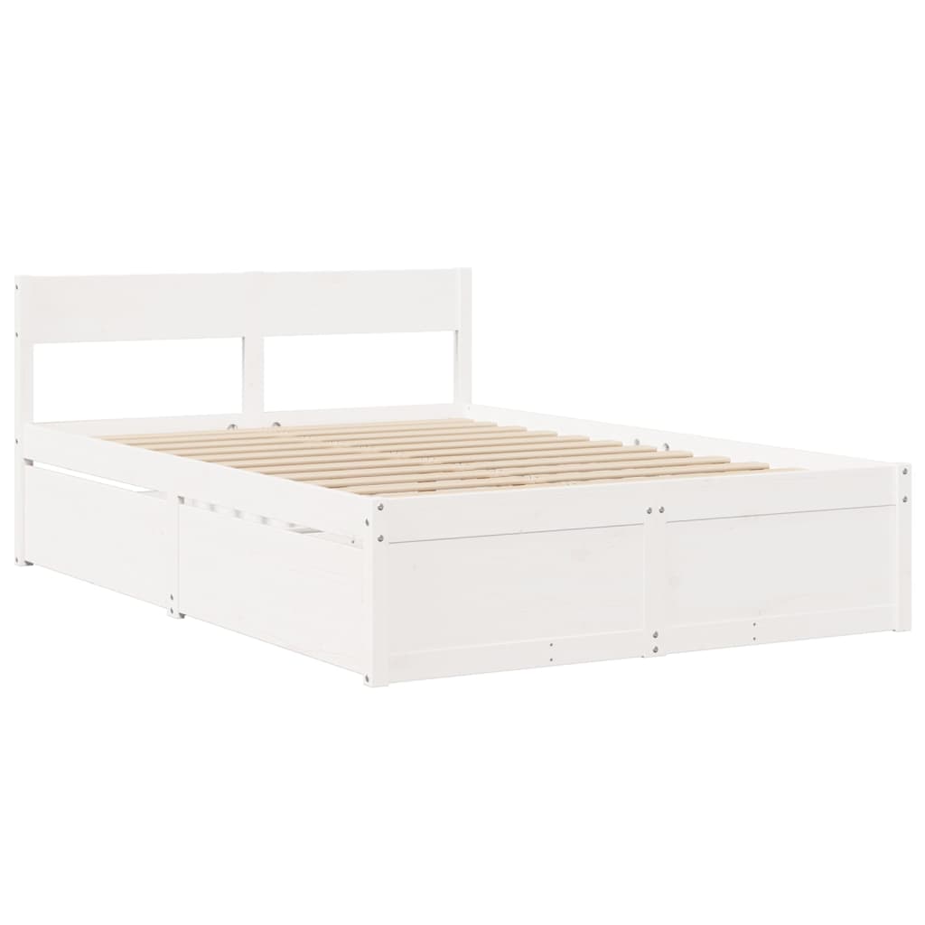 Letto senza Materasso Bianco 120x190 cm Legno Massello di Pino 3282361