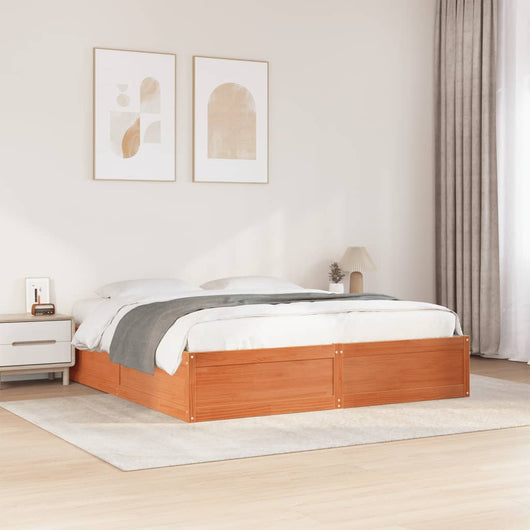 Letto senza Materasso Marrone Cera 180x200 cm in Legno di Pino 3282368