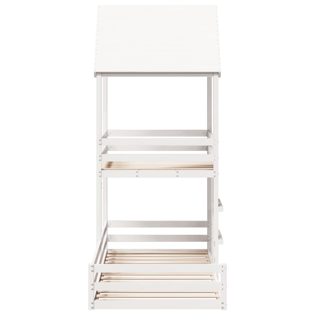 vidaXL Letto a Castello con Tetto Bianco 90x200 cm in Legno di Pino