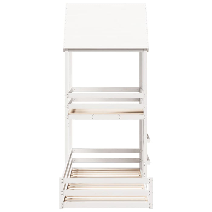 vidaXL Letto a Castello con Tetto Bianco 90x200 cm in Legno di Pino