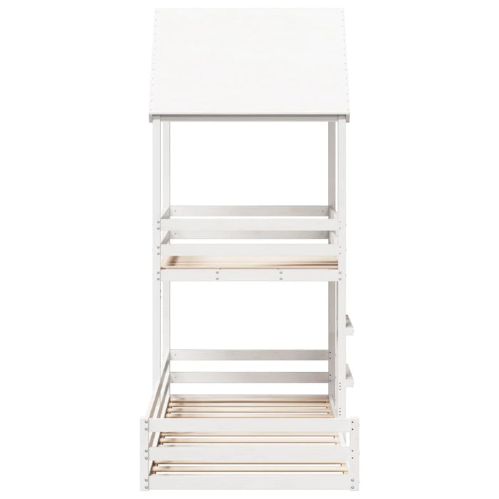 Letto a Castello senza Materasso Bianco 90x190cm Massello Pino 3282397