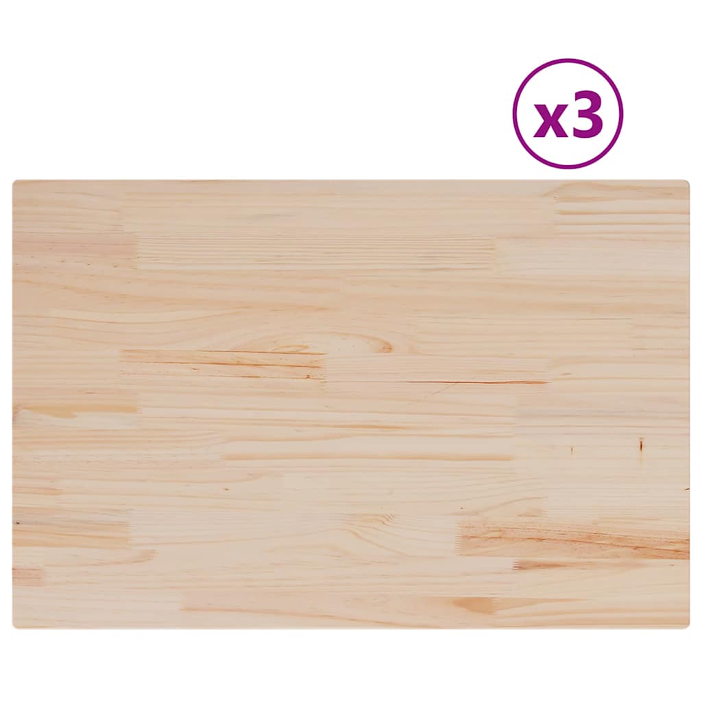 Piani Tavolo 3 pz 80x53x1,7 cm Rettangolare Legno Massello Pino