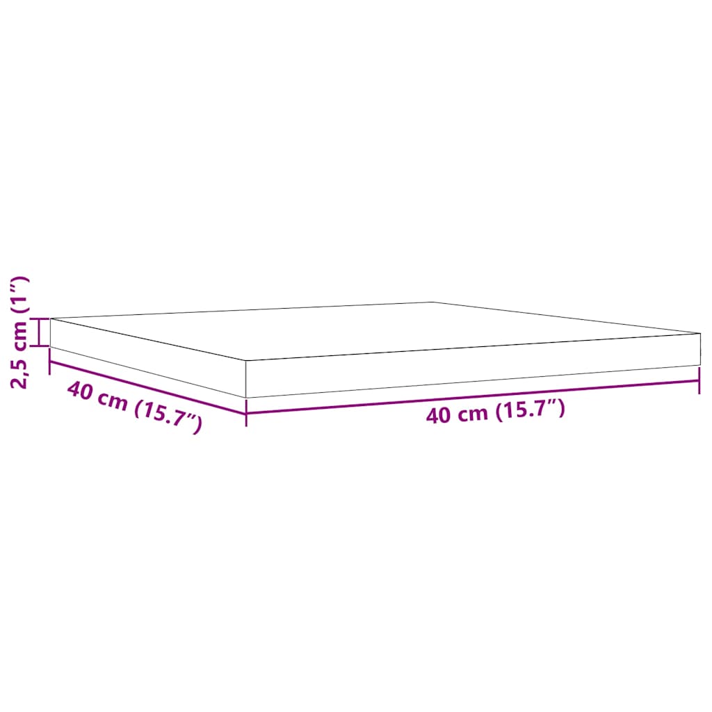 Piano per Tavolo 40x40x2,5 cm Quadrato Legno Massello di Pino 847423