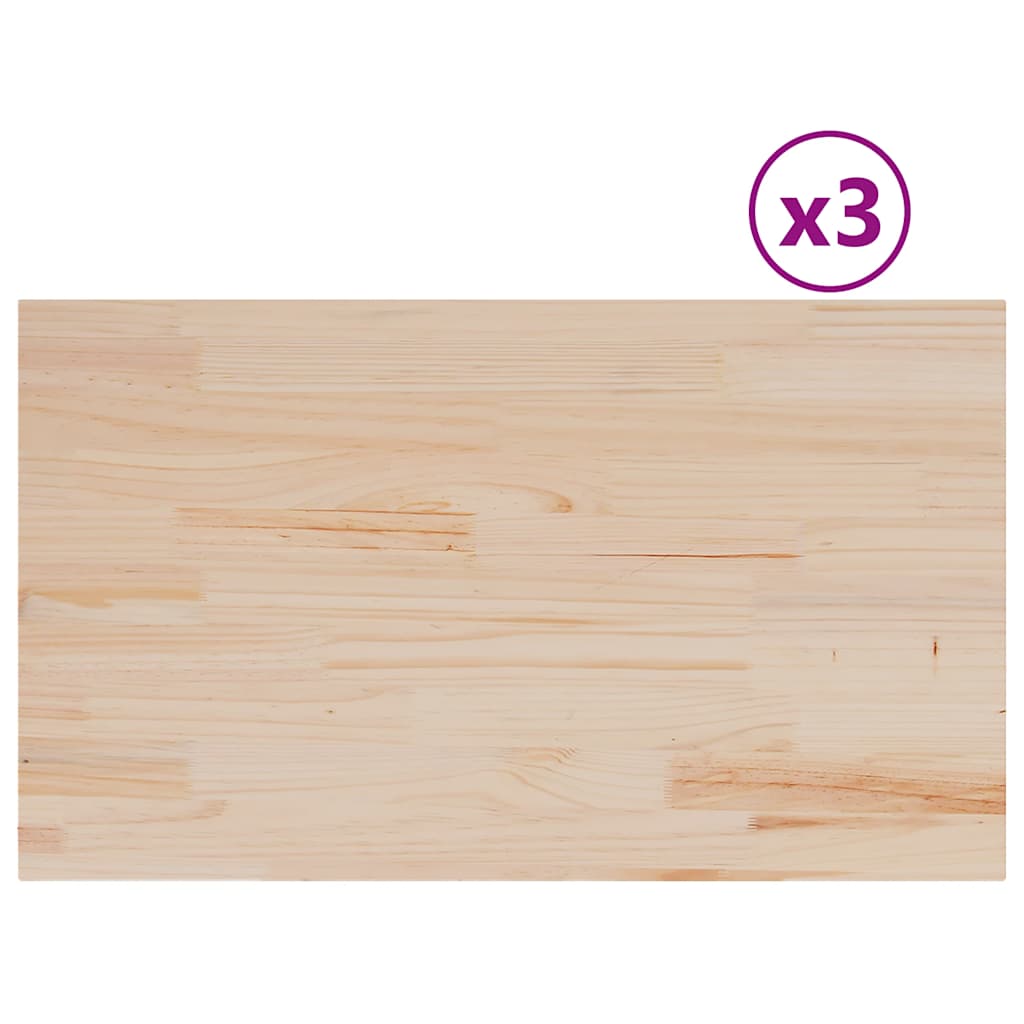 Piani Tavolo 3 pz 80x47x2,5 cm Rettangolare Legno Massello Pino 847433