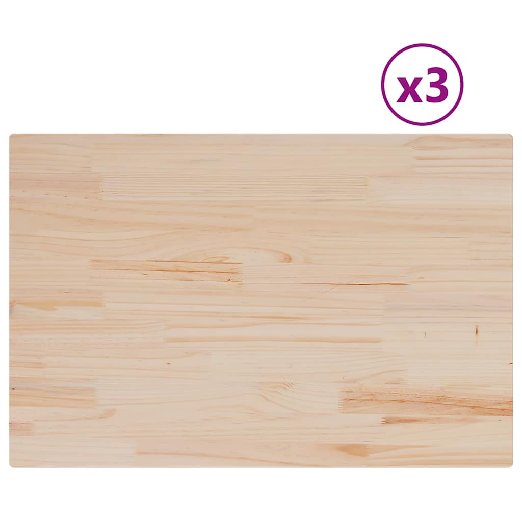 Piani Tavolo 3 pz 80x53x2,5 cm Rettangolare Legno Massello Pino