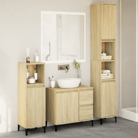 Set Mobili da Bagno 3 pz Rovere Sonoma in Legno Multistrato 3282654