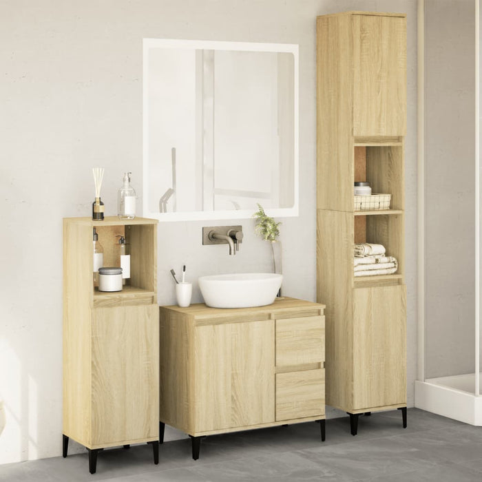 vidaXL Set Mobili da Bagno 3 pz Rovere Sonoma in Legno Multistrato