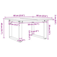 Tavolino da Salotto Telaio a O 60x60x40cm Legno Pino e Acciaio 3282660