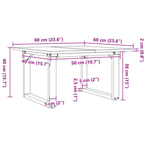 Tavolino da Salotto Telaio a O 60x60x40cm Legno Pino e Acciaio 3282660