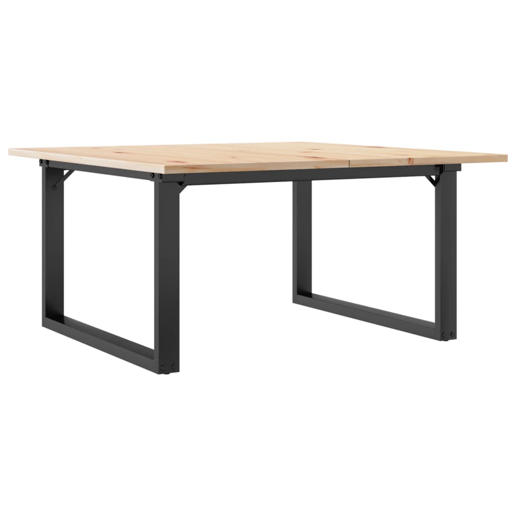 Tavolino da Salotto Telaio a O-Tavolino da soggiorno-Tavolo 90x90x45cm Legno Pino e Acciaio
