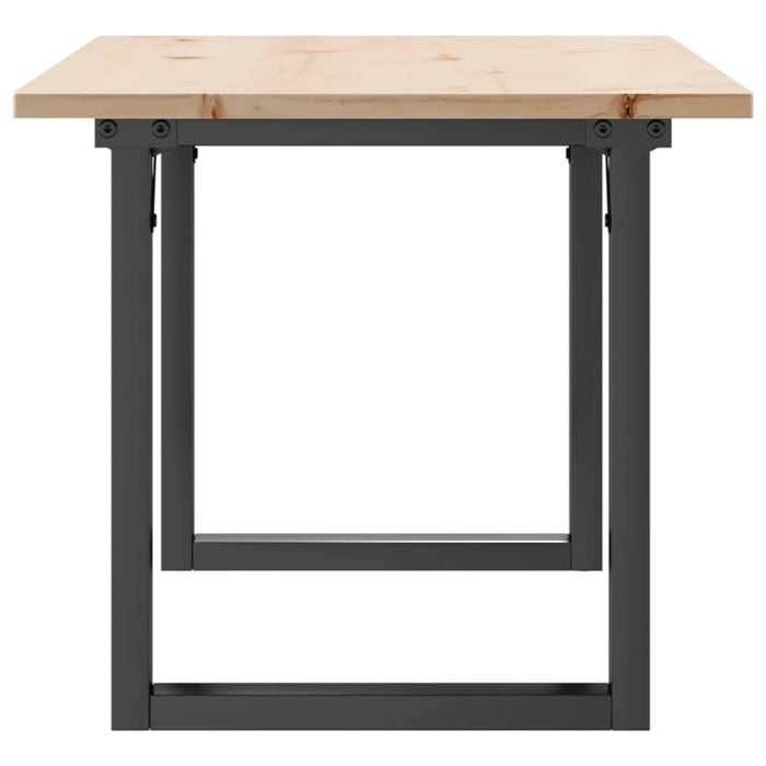 Tavolino Salotto Telaio a O 100x50x45cm Legno Pino e Acciaio