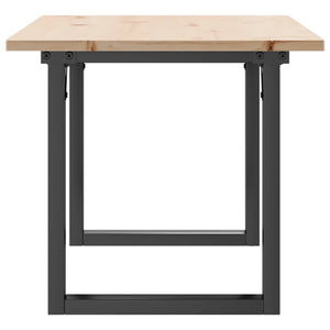 Tavolino Salotto Telaio a O-Tavolino da soggiorno 100x50x45cm Legno Pino e Acciaio