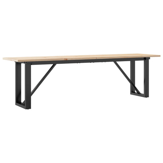 Tavolino Salotto Telaio a O-Tavolino da soggiorno 160x40x45cm Legno Pino e Acciaio