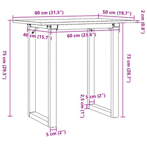 Tavolo da Pranzo Telaio a O 80x50x75 cm Legno Pino e Acciaio
