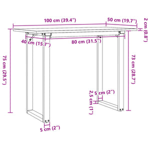 vidaXL Tavolo da Pranzo Telaio a O 100x50x75 cm Legno Pino e Acciaio