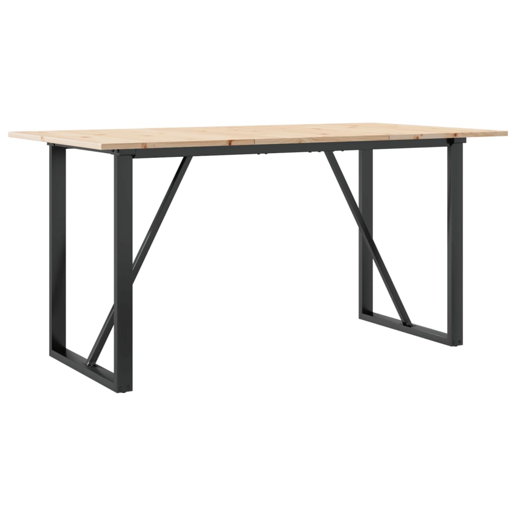 Tavolo da Pranzo Telaio a O 140x80x75 cm Legno Pino e Acciaio