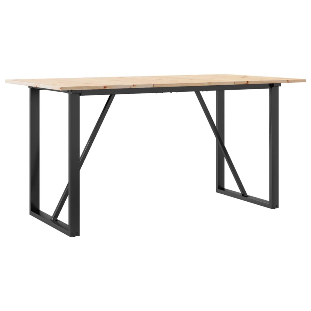 vidaXL Tavolo da Pranzo Telaio a O 160x80x75 cm Legno Pino e Acciaio