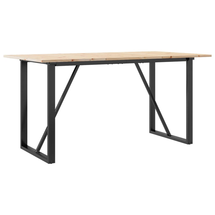 vidaXL Tavolo da Pranzo Telaio a O 160x80x75 cm Legno Pino e Acciaio