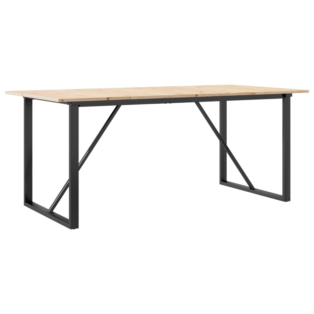 Tavolo da Pranzo Telaio a O 180x90x75 cm Legno Pino e Acciaio