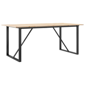 Tavolo da Pranzo Telaio a O 180x90x75 cm Legno Pino e Acciaio