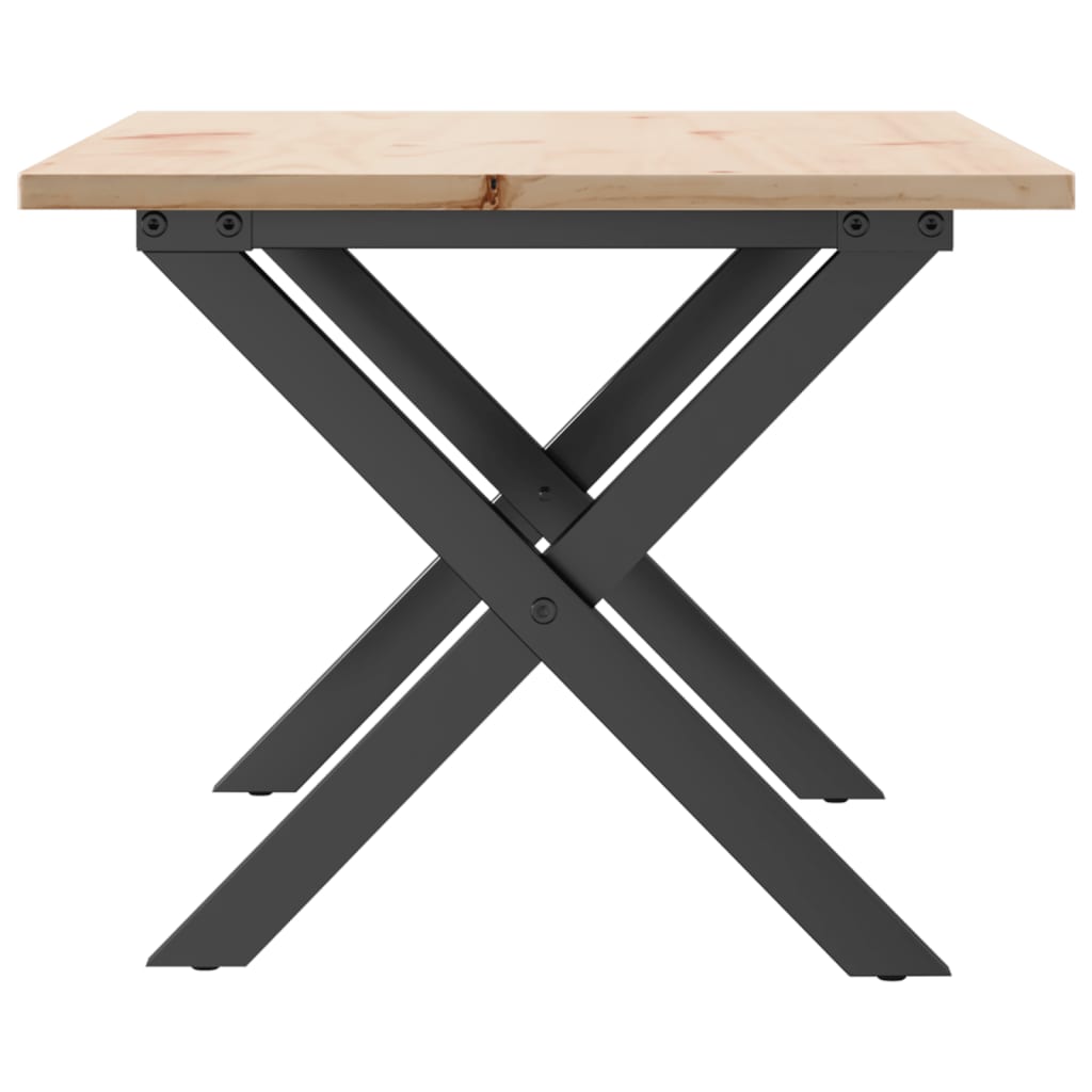 Tavolino da Salotto Telaio a X 80x50x40 cm Legno Pino e Acciaio 3282684