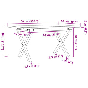 Tavolino da Salotto Telaio a X 80x50x40 cm Legno Pino e Acciaio 3282684