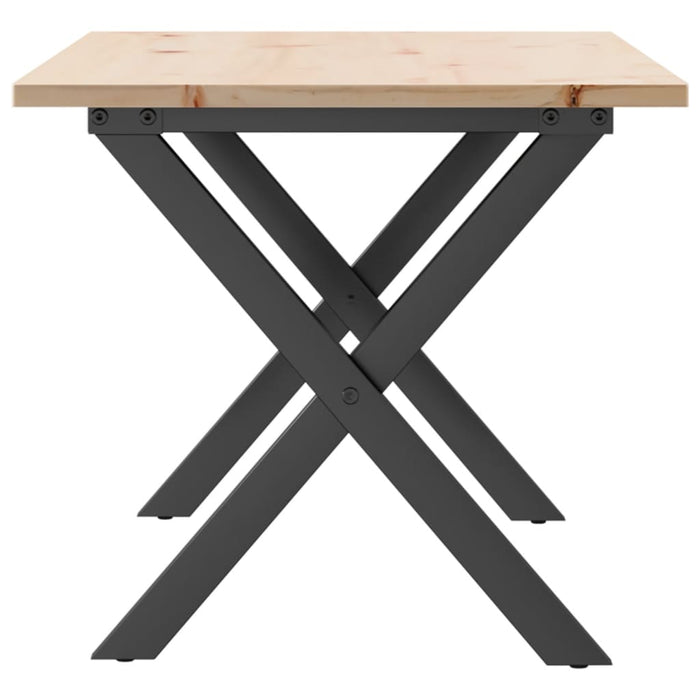 Tavolino da Salotto Telaio a X-Tavolino da soggiorno 90x40x45 cm Legno Pino e Acciaio