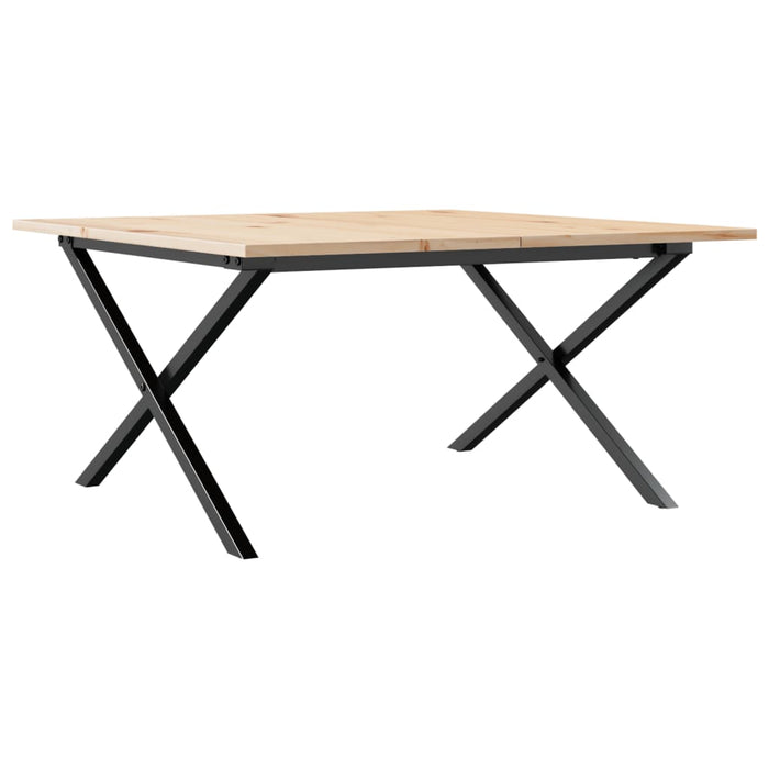 Tavolino da Salotto Telaio a X-Tavolino da soggiorno 90x90x45 cm Legno Pino e Acciaio