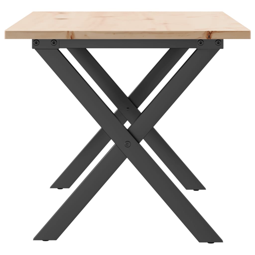 Tavolino Salotto Telaio a X-Tavolino da soggiorno 100x50x45 cm Legno Pino e Acciaio