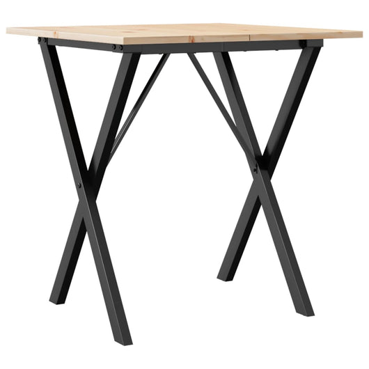 Tavolo da Pranzo Telaio a X 70x70x75 cm Legno Pino e Acciaio