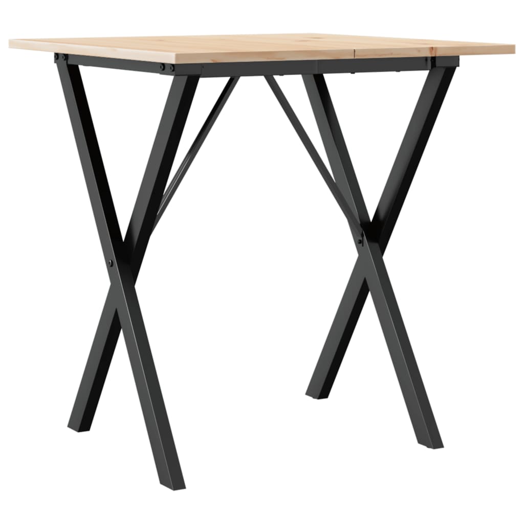 Tavolo da Pranzo Telaio a X 70x70x75 cm Legno Pino e Acciaio
