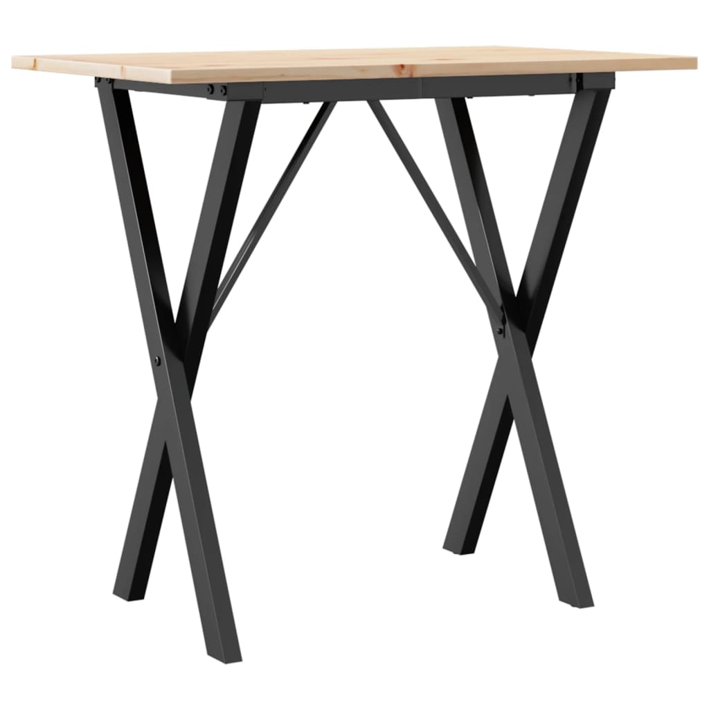 vidaXL Tavolo da Pranzo Telaio a X 80x50x75 cm Legno Pino e Acciaio