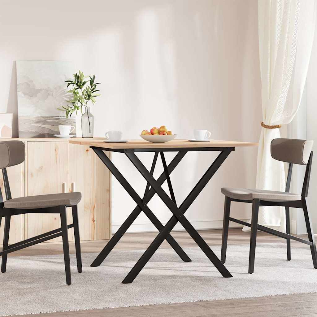 vidaXL Tavolo da Pranzo Telaio a X 90x90x75 cm Legno Pino e Acciaio
