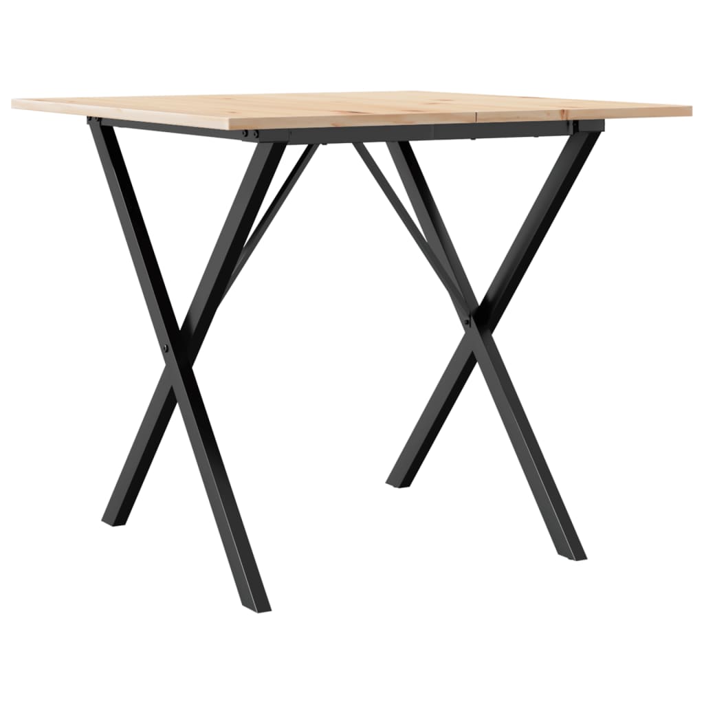 vidaXL Tavolo da Pranzo Telaio a X 90x90x75 cm Legno Pino e Acciaio