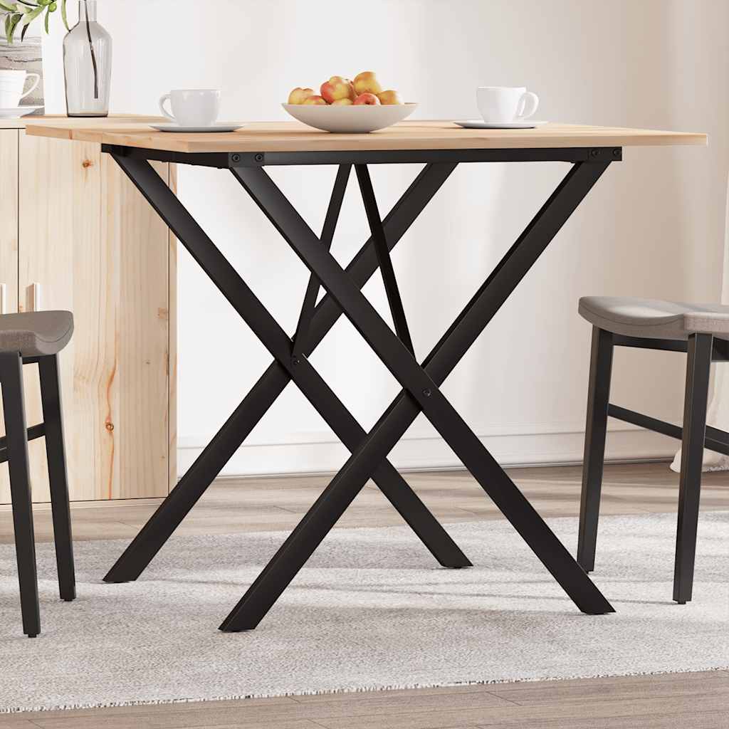 vidaXL Tavolo da Pranzo Telaio a X 90x90x75 cm Legno Pino e Acciaio