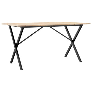 Tavolo da Pranzo Telaio a X 140x80x75 cm Legno Pino e Acciaio