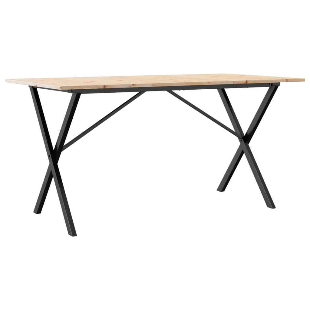 Tavolo da Pranzo Telaio a X 160x80x75 cm Legno Pino e Acciaio