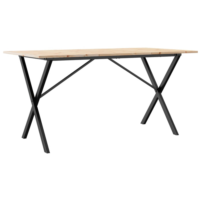 Tavolo da Pranzo Telaio a X 160x80x75 cm Legno Pino e Acciaio