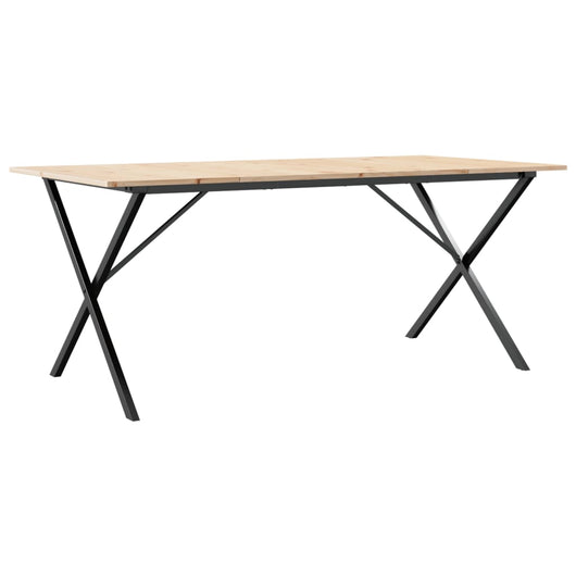 Tavolo da Pranzo Telaio a X 180x90x75 cm Legno Pino e Acciaio