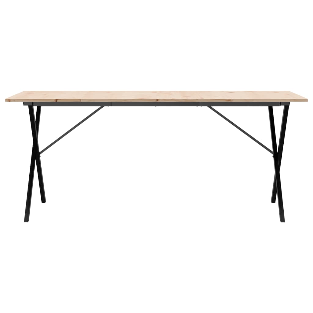 Tavolo da Pranzo Telaio a X 180x90x75 cm Legno Pino e Acciaio