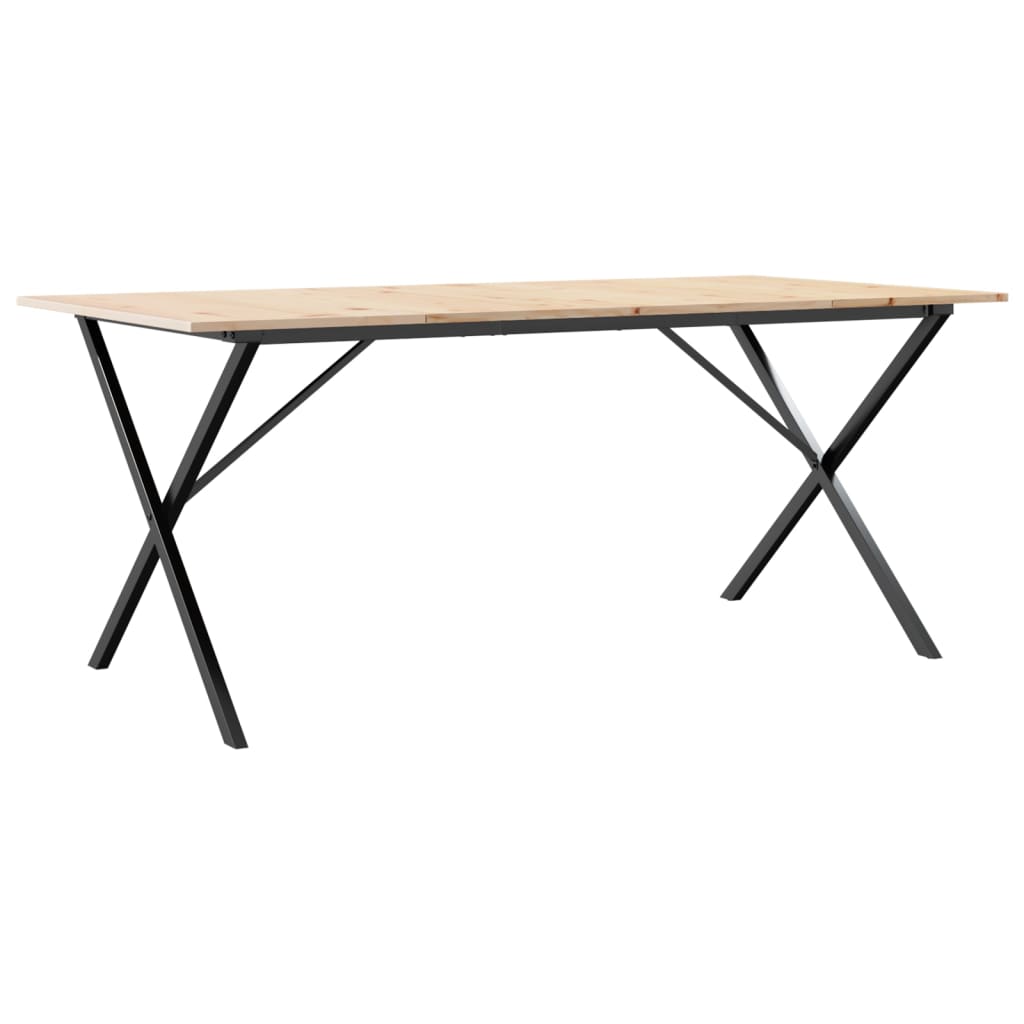 Tavolo da Pranzo Telaio a X 180x90x75 cm Legno Pino e Acciaio